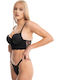 Koza Дантелено Набор Дамско Бельо Bralette с Плъзгащ Се Черен