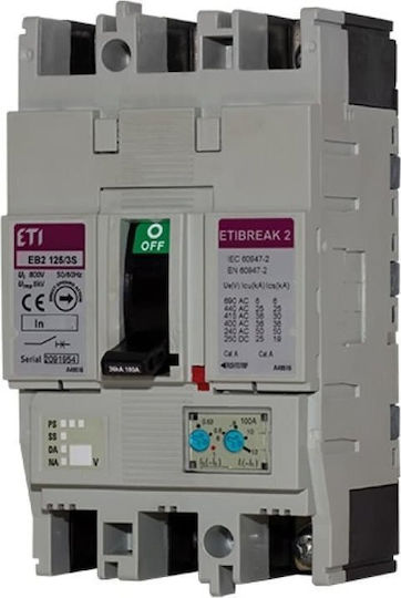 Компактен Превключвател 3p 100a 25ka Термомагнитен Тригер Eb2 125/3l 004671025