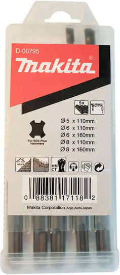Makita Set 5 Burghie cu Cap SDS Plus