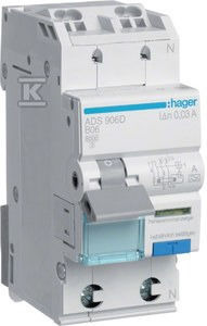 Диференциален Прекъсвач Rcbo 1p+n 6ka B 6a/30ma Тип A Quickconnect Ads906d