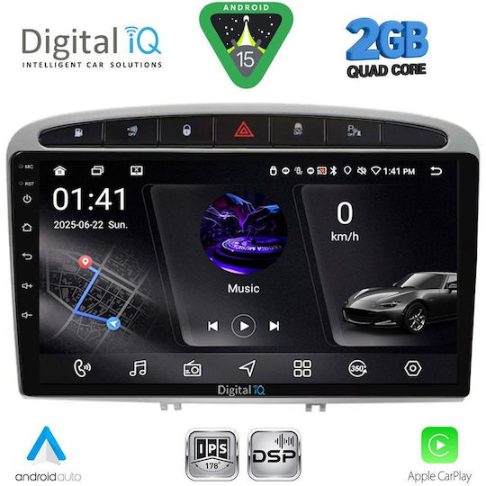 Lenovo Автомобилна Аудио Система за Peugeot 308 / RCZ 2009-2015 (Bluetooth/USB/Вграден Wi-Fi/GPS/Apple CarPlay) с Touch Screen 9"