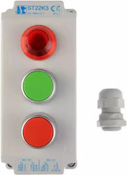 3-Loch Steuerkassette Druckknöpfe Grün Rot + Signallicht Ip65 St22k3 05-1