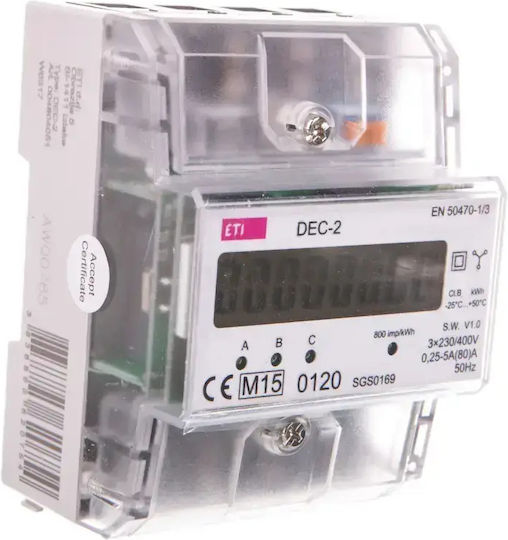 ETI-Polam Elektrisches Messgerät 3-Phasen 3 X 63a 3 X 230/400v Ac+n Ip20 Dec-2 004804051