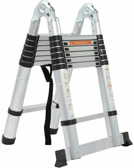 Telescopic Aluminum Double Ladder 14 Steps Maximum Height 4.4m