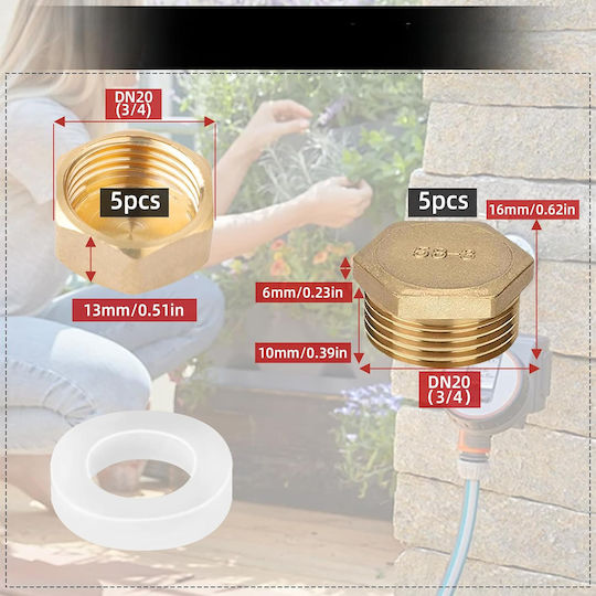 Brass 3/4" Caps Water Pipes Faucets Threaded Nut Gold 10 Pcs