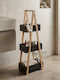 Pakketo Tercy Floor Bathroom Shelf Wooden 30x18x80cm Black