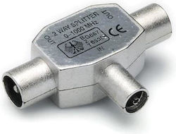 G&bl Antenna 2 Way Splitter 1 X Coax Socket Iec 9,5mm 2 X Coax Plugs Iec 9,5mm Metal