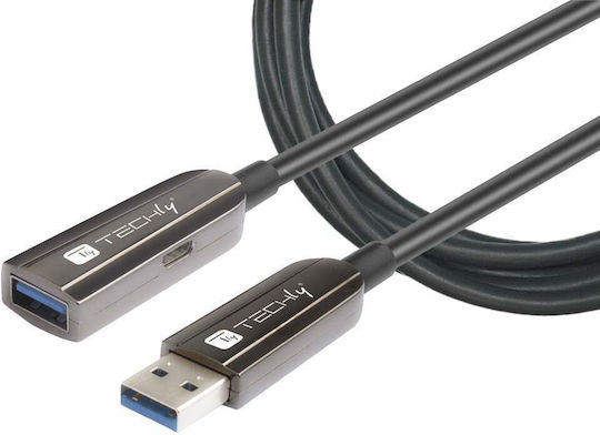 Techly USB 2.0 Cable USB-C male - USB-C Μαύρο 20m ICOC U3AMF-HY-020