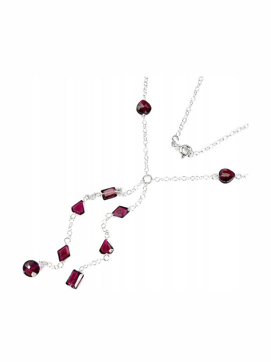 925 Silver Beautiful Delicate Necklace Natural Rhodolite Garnets