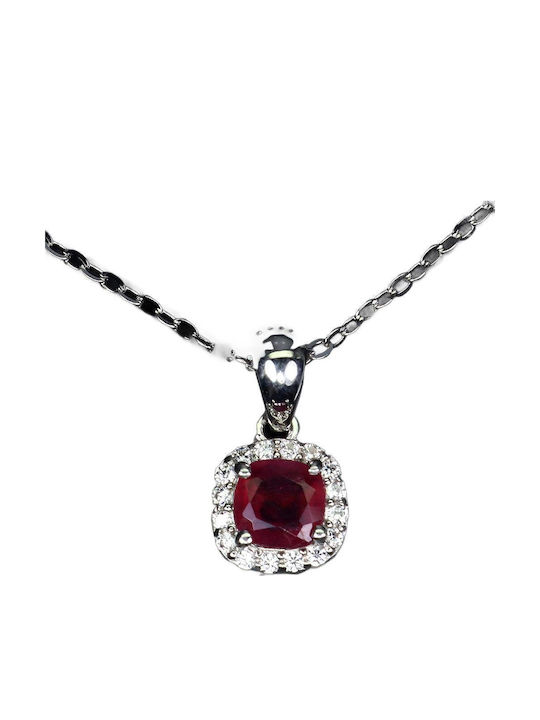 925 Elegant Delicate Silver Necklace Natural Ruby Zircon