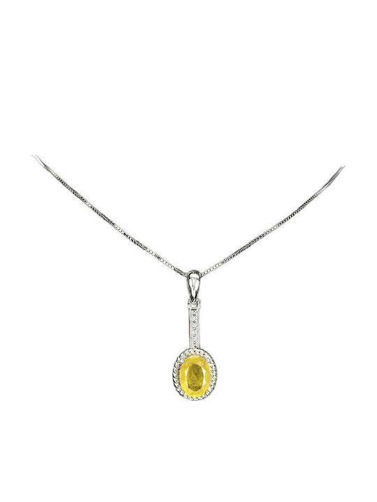 925 Halskette Mit Zirkon Gelben Saphir Natürliche Silber