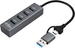 Microconnect USB Hub 4 Θυρών (USB-C) USBHUB4-2IN1