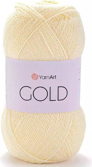 YarnArt Gold Metallisch Bruttogewicht Ecru 100gr