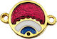 Metal Link Round Bead Dark Red Enamel Gold 18x12mm 6pcs