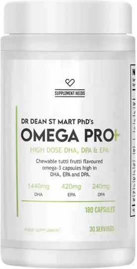 Supplement Needs Omega Pro+ Fish Oil 2220mg 200iu 180 Capsules 6 Softgels
