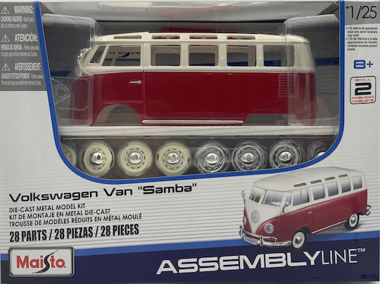 1/25 Volkswagen Van ''samba'' 1963 White Red Easy Build Metal Kit