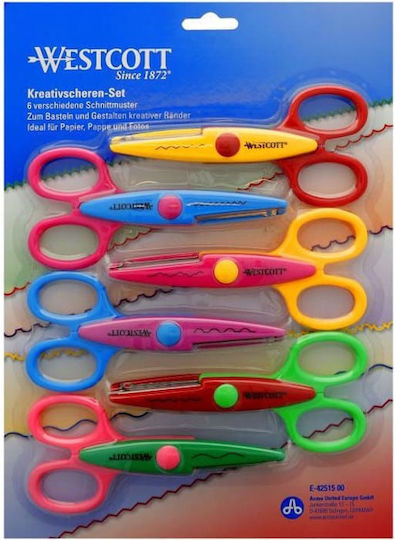 Ψαλίδια Κυματιστά Westcott Craft Διάφορα Σχέδια Κοπής 6τεμ 14cm E-42515