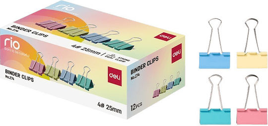 Deli Metallic Clip 25mm No4 Rio Assorted 12 Pieces