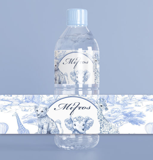 Balloon Decorative Christening Label Jungle Animals Blue 8 Pieces