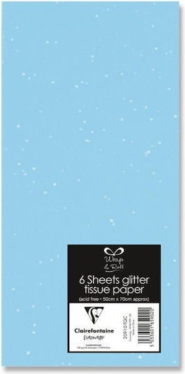 Μεταξόχαρτο 50x70cm Clairefontaine Τιρκουάζ Γκλίτερ Σετ 6 Φύλλων