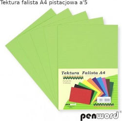 Κυματοειδές Χαρτόνι Penword A4 5 Φύλλα Φιστικί Penword
