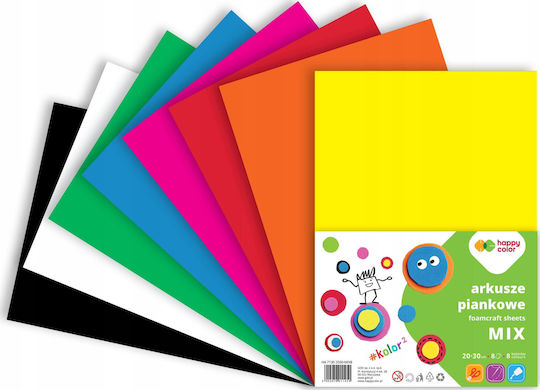 Happy Color Foam Sheets Mix A4 8pcs Happy Color