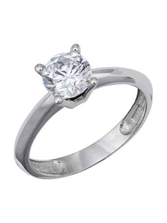 Single Stone Ring From 9K Gold With Zircon