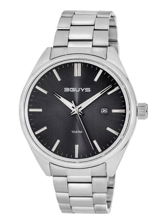 3Guys Men's Battery Watch with Silver Metal Bracelet