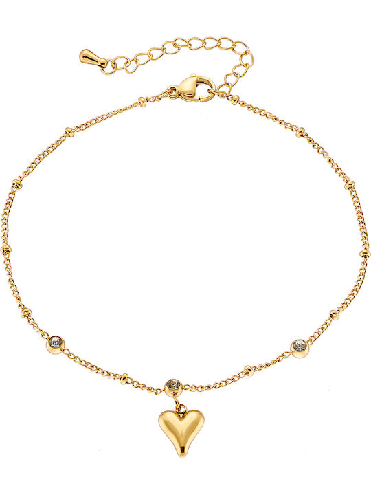 Vergoldete Fußkette aus Edelstahl mit Zirkon
