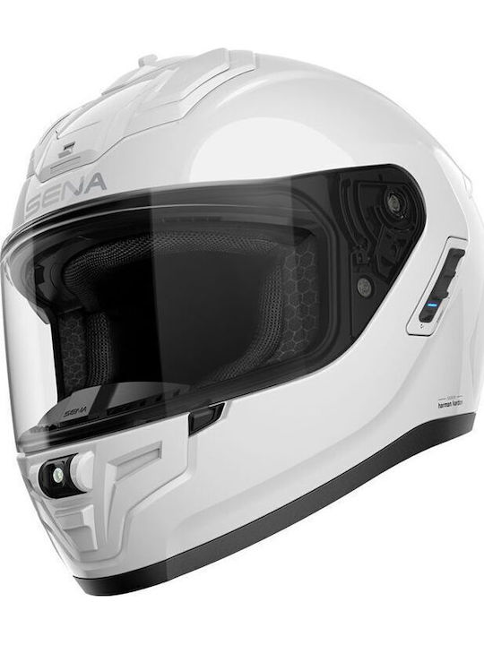 Sena Phantom White Gloss Κράνος Μηχανής Full Fa...