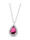 Themelidis Jewels Halskette Rosette aus Silber mit Zirkon Rote