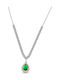 Themelidis Jewels Riviera Halskette mit Träne-Design aus Silber mit Zirkon Grüne