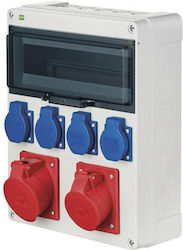Rs Construction Schalter Ip44 13-Module Anschluss 0/1 2x2p+z 3p+n+z 16a 3p+n+z 32a 6210-16