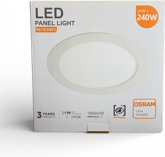 Osram Recessed LED Panel 24W with Natural White Light 4000K
