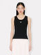 Boke Flower 2.0 Women's Blouse Cotton Sleeveless Floral Black