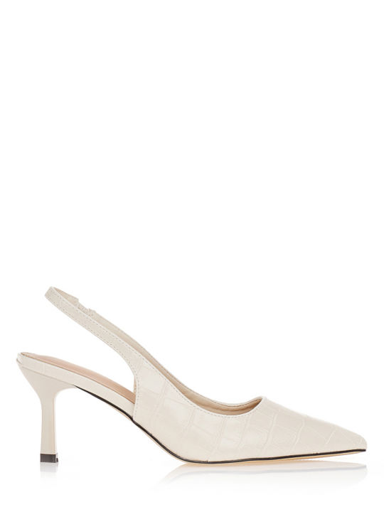 Pointed Toe Heels with Mid Heel Beige