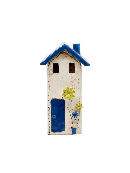 Rozos Ceramics 31-861 Επιτραπέζιo Χειροποίητo Κεραμικό Σπίτι-ρεσώ Μπλε Άσπρο 8χ15