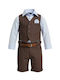 Kids Clothing Sets Summer Suit with Shorts 6 Pieces Brown