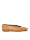Leather Women's Ballerina Shoes in Tabac Brown Colour