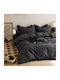 My Home Luxury Double Duvet Cover Set with 2 Pillowcases 220x240cm Black