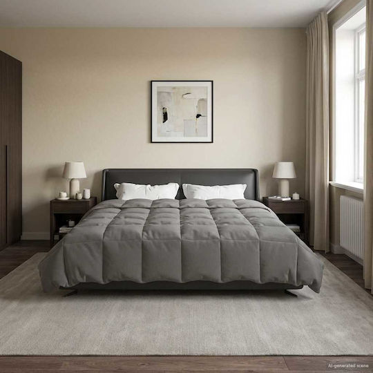 vidaXL Set Duvet Cover 200x200cm Double with 2 Pillowcases Light Grey