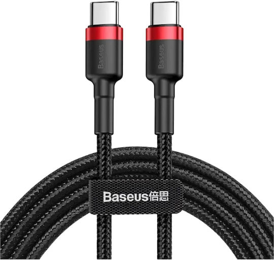 Baseus Cafule Cablu Braided USB 2.0 USB-C Mascul - USB-C 60W Roșu 2m