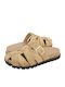 Suede Mules με Τακούνι σε Μπεζ Χρώμα