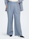 Damen Hochbund Stoff Hose in Gerader Bein Stil Blau