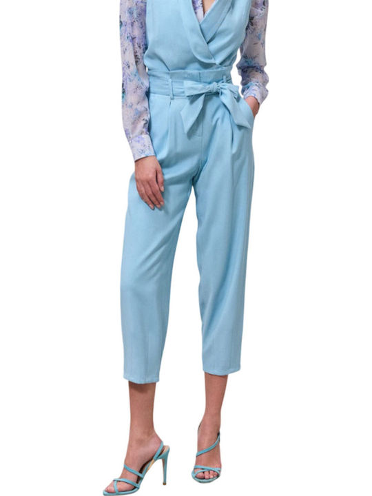 Enzzo Women's Fabric Trousers Siel