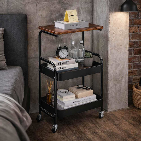 Next 527874 Kitchen Trolley Metallic 3 Tiers Black 43x30x77cm