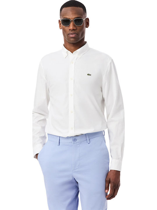 Lacoste Βαμβακερό Πουκάμισο White