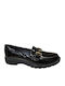 Patent Leather Women's Loafers in Black Colour