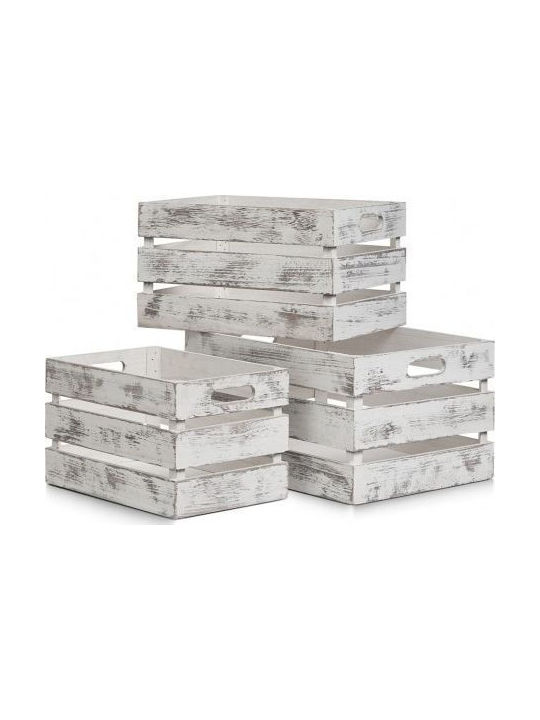 Zeller General Use Box with Lid Wooden White 29x21x39cm