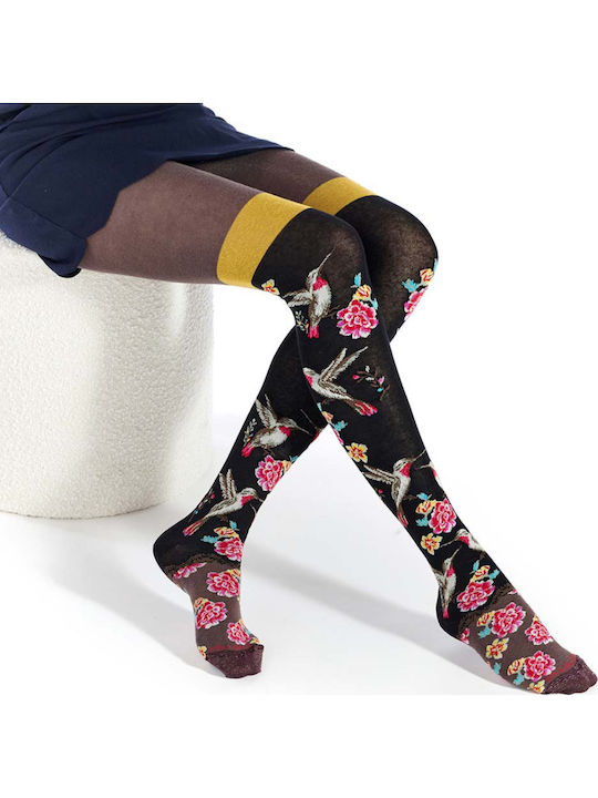 Women's Pantyhose Black Floral